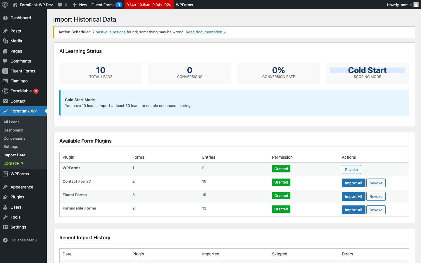 FormRank WP — Import Data