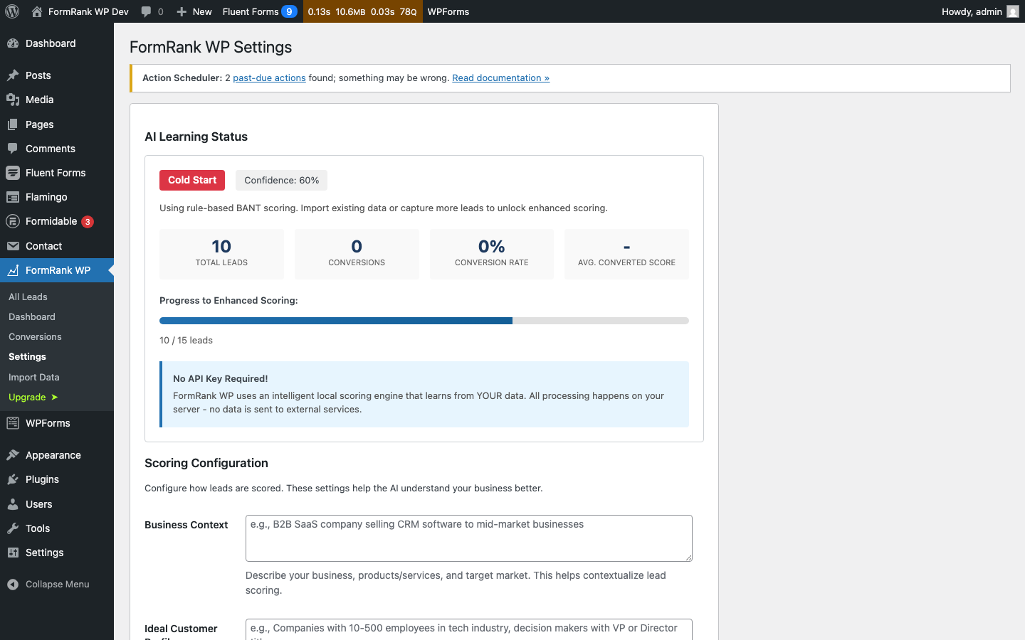 FormRank WP — Settings